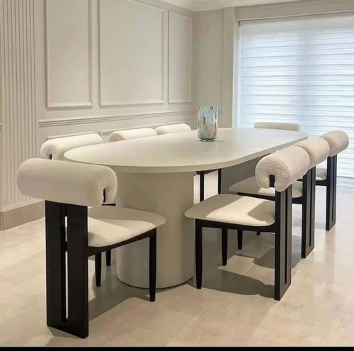 ست میز و صندلی ناهارخوری مدل آتوسا ۶ نفره با طراحی مینیمال و ترکیب چوب راش و روس