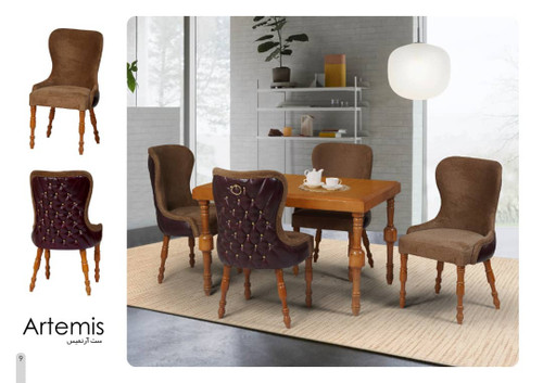 میز و صندلی مدل آرتمیس 4 نفره ساخته شده از چوب راش سوپر